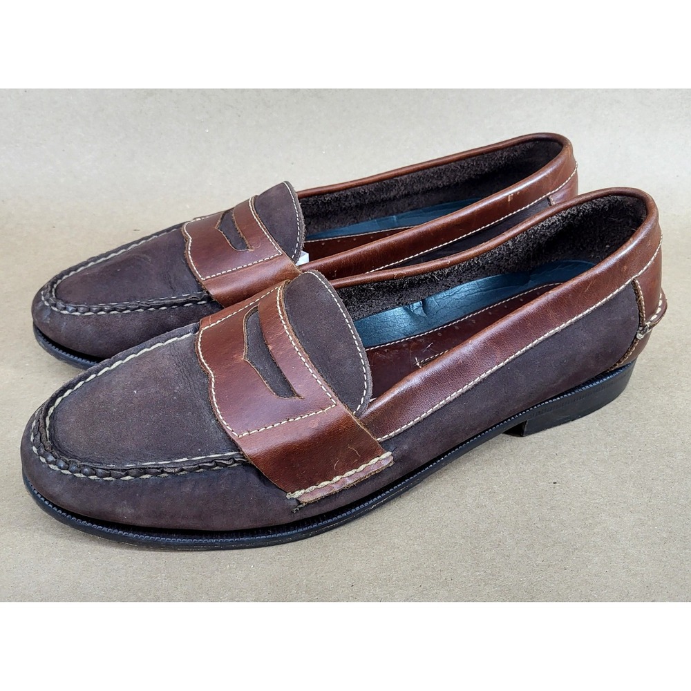 Bass Loafers Mens (Sz 10.5 D) Brown Nubuck Penny Shoes